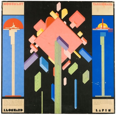 Leonhard Lapin. Monument to Tallinn, 1976. Exhibition display, gouache on wood. Museum of Estonian Architecture
